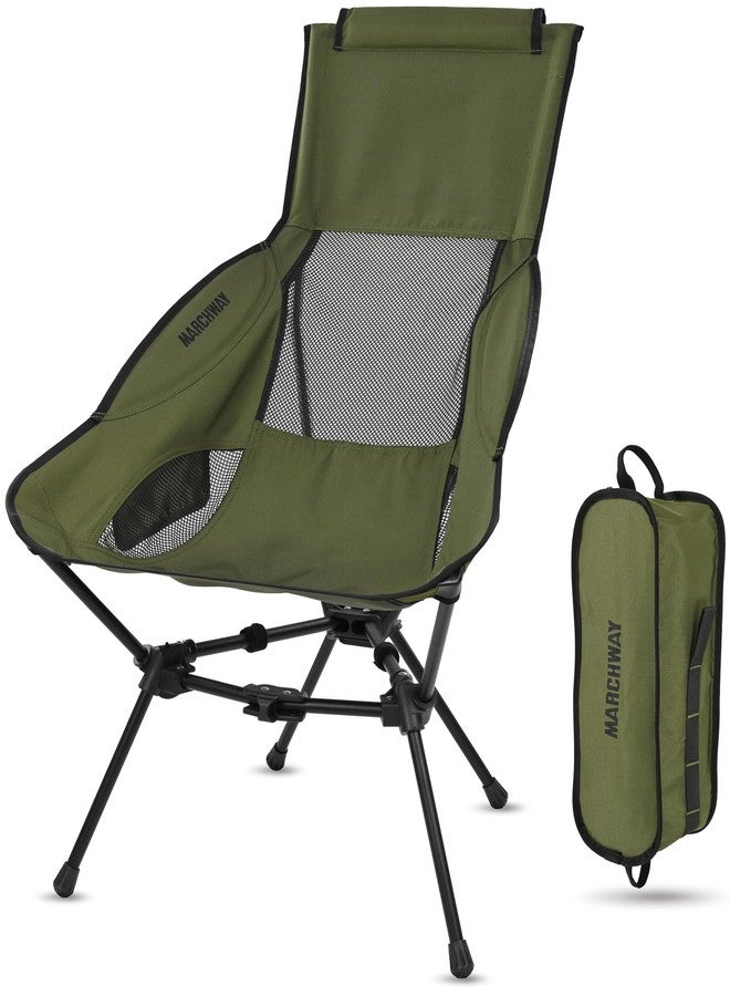 MARCHWAY Lightweight Folding High Back Camping Chair with Head Support, Stable Portable Compact for Outdoor Camp, Travel, Beach, Picnic, Festival, Hiking, Backpacking (Highback Green) - Image 1